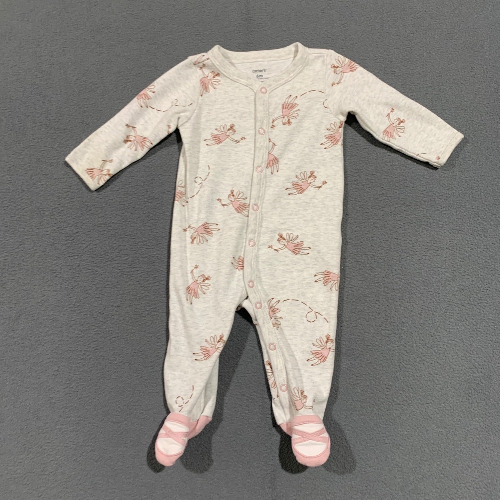 Carters Baby Girls 6m Footie Pajamas Sleepers Pink‎ Ballerina Print Cotton Blend